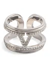 Valentino Metal And Swarovski Crystal Oval Ring In Metallic