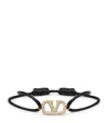 Valentino Garavani Vlogo Signature Cord Bracelet With Crystals Women In Black
