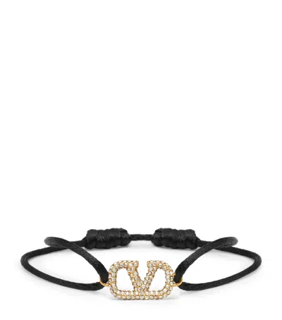Valentino Garavani Vlogo Signature Crystal-embellished Bracelet In Black