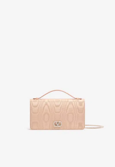 Valentino Garavani Embellished Vlogo Signature Clutch Bag In Pink