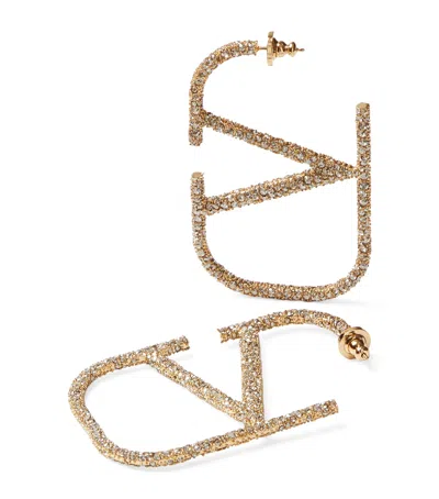 Valentino Garavani Embellished Vlogo Signature Earrings In Gold