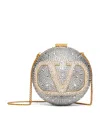 Valentino Vlogo Signature Mini Embellished Crossbody Bag In Silver