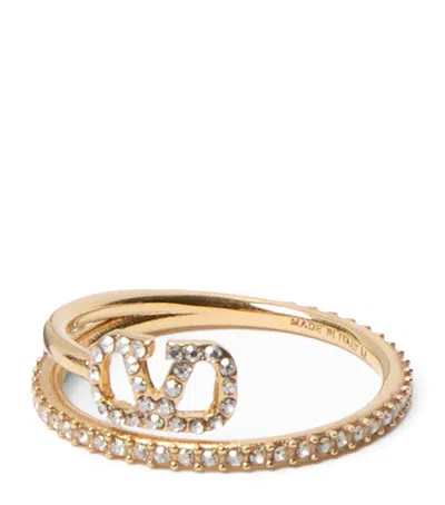 Valentino Garavani Vlogo Signature Crystal Ring In Yellow