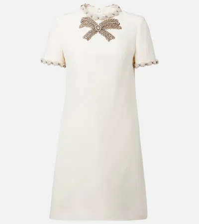 Valentino Embroidered Crepe Couture Short Dress Woman Ivory 50 In Ivoire