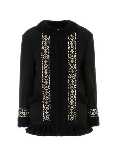 Valentino Embellished-detail Coat In Black