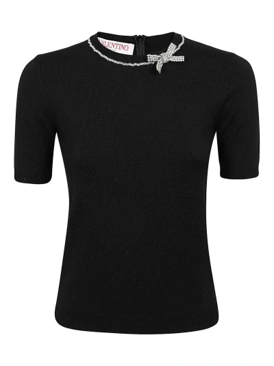 Valentino Emboidered T-shirt In Black