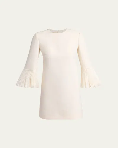 Valentino Embroidered Bell-sleeve Mini Dress In White