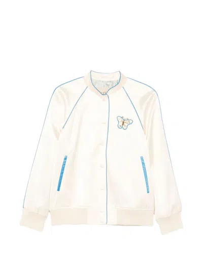 Valentino Embroidered Bomber Jacket In Neutral