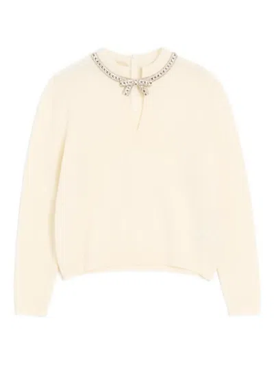Valentino Embroidered Wool Jumper Woman Ivory Xl In White