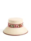Valentino Garavani Cherryfic Straw Bucket Hat With Leather Trim And Cherryfic Ribbon Woman Natural/s In Neutral