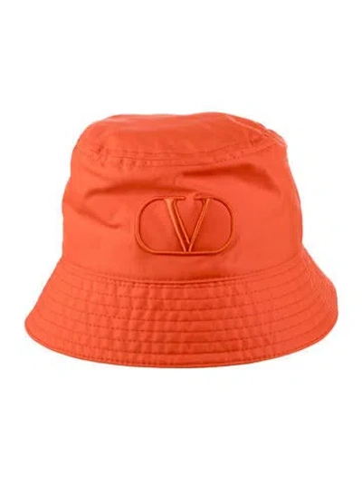 Pre-owned Valentino Garavani Embroidered Bucket Hat W/tags In Orange
