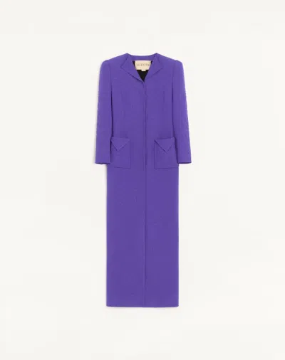 Valentino Embroidered Cady Satin Coat Woman Purple 42