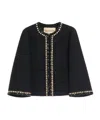 Valentino Embroidered Canestrello Tweed Jacket In Black