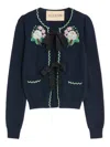 Valentino Embroidered Virgin-wool Cardigan In Blue