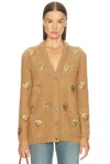 Valentino Embroidered Cardigan In Brown