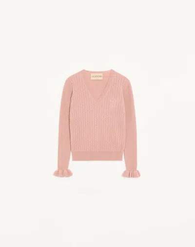 Valentino Embroidered Cashmere Jumper Woman Pink Xl