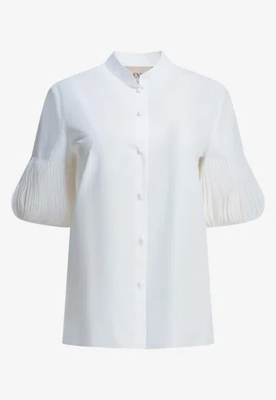 Valentino Embroidered Casual Poplin Shirt In White