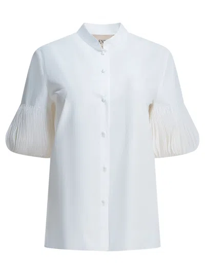 Valentino Embroidered Casual Poplin Shirt In White