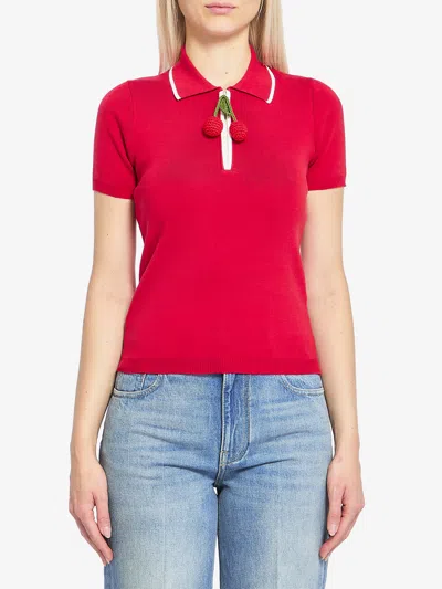 VALENTINO EMBROIDERED CHERRY POLO