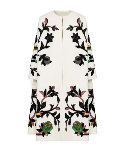 Valentino Embroidered Coat In White