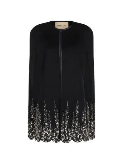 Valentino Embroidered Compact Drap Cape In Yellow