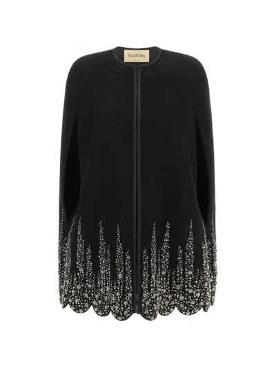 Valentino Embroidered Compact Drap Cape In Yellow