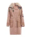 Valentino Embroidered Concealed Zip-front Jacket In Brown