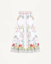 Valentino Pleated Embroidered Cotton, Linen And Silk-blend Midi Skirt In Blanc/multicolore