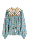 Valentino Embroidered Cotton-blend Blouse