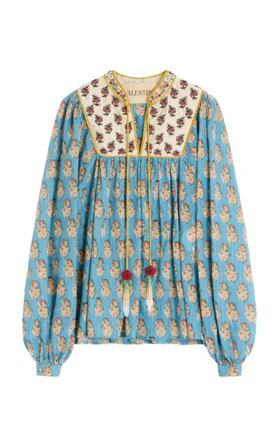 Valentino Embroidered Cotton-blend Blouse