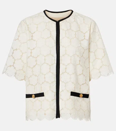 Valentino Embroidered Cotton Jacket In Metallic