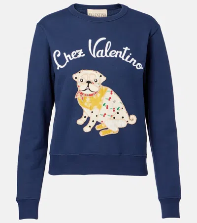 Valentino Embroidered Cotton Jersey Sweatshirt In Multi