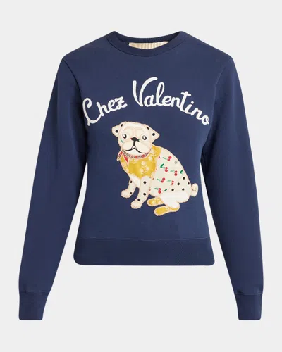 Valentino Embroidered Cotton Jersey Sweatshirt