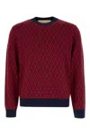 Valentino Jacquard Pattern Crewneck Sweater In Red