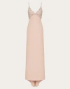 VALENTINO VALENTINO EMBROIDERED COUTURE CADY LONG DRESS WOMAN POUDRE/SILVER 42