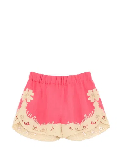 Valentino Embroidered Couture Linen Shorts In Multi
