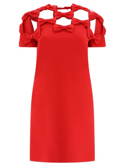 Valentino Embroidered Crepe Couture Dress In Red