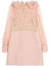 Valentino Peter Pan Collared Ruffle Bib Mini Dress In Pink