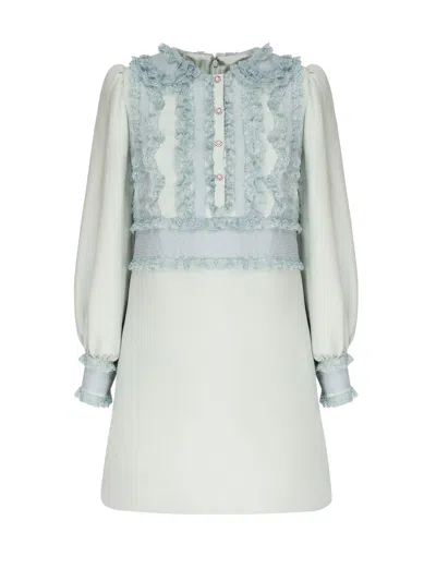 VALENTINO EMBROIDERED CREPE COUTURE SHORT DRESS