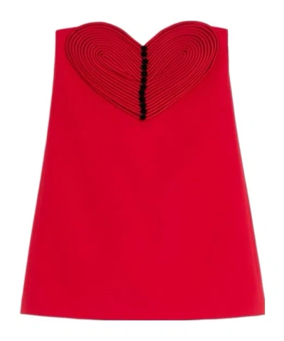 Valentino Embroidered Crepe Couture Short Dress In Red