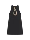 Valentino Garavani Rhinestone Snake Embroidery Crepe Couture Short Dress In Black