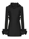 Valentino Besticktes Kurzes Crepe Couture Kleid Frau Schwarz 38 In Black