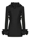 Valentino Besticktes Kurzes Crepe Couture Kleid Frau Schwarz 38 In Negro