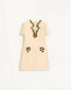 Valentino Embroidered Crepe Couture Short Dress Woman Birch 48 In Neutral