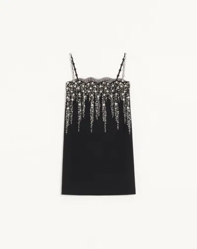 Valentino Embroidered Crepe Couture Short Dress Woman Black 36
