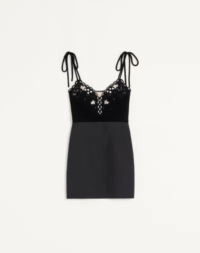 Valentino Embroidered Crepe Couture Short Dress Woman Black 44