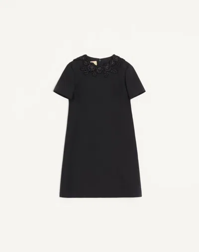 Valentino Embroidered Crepe Couture Short Dress Woman Black 46