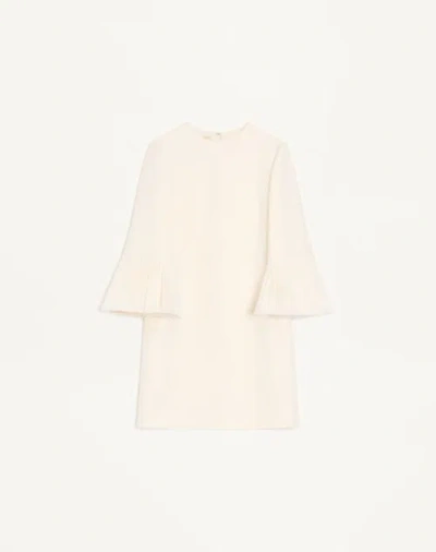 Valentino Embroidered Crepe Couture Short Dress Woman Ivory 44 In Neutral