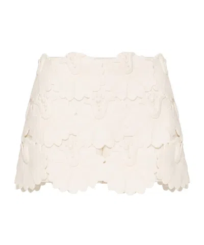 Valentino Embroidered Crepe Couture Skort In Neutral