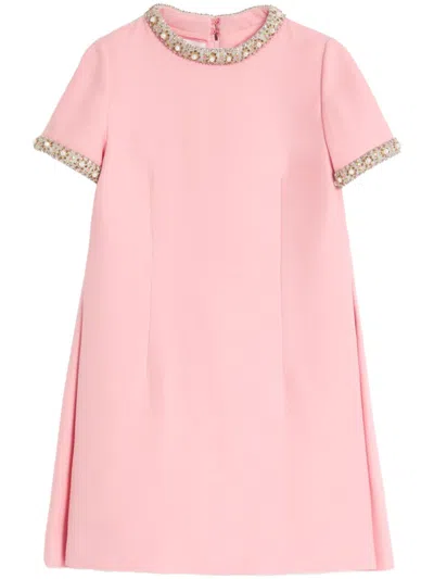 VALENTINO CREPE COUTURE EMBROIDERED MINI DRESS